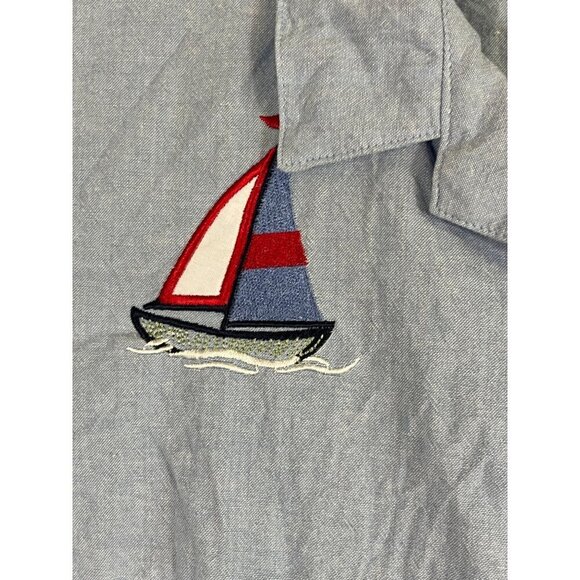 Vintage Coastal Sailboat Top PM Blue Tank Retro Classic Euro Summer Preppy 80s - Picture 7 of 16